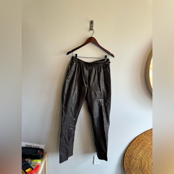 Giorgio Armani Other - Giorgio Mostar medium Chic Dark Leather Trousers